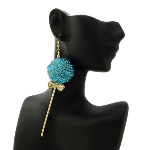 Lollipop Drop Earrings in Aqua/Gold-Tone