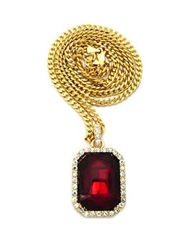 Square Faux Ruby Gemstone Micro Pendant 3mm 30