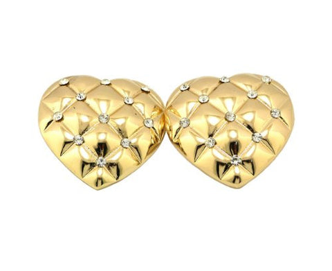 Quilted Heart Earrings in Gold-Tone