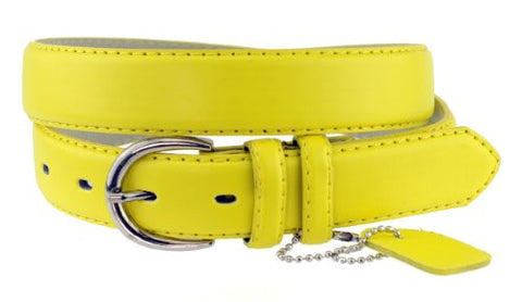 Nyfashion101 Women's Basic Leather Dressy Belt w/ Round Buckle H001-Yellow-S
