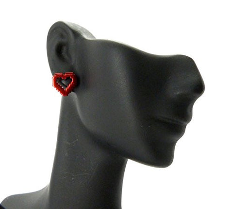 Pixel Heart Stud Earrings in Red