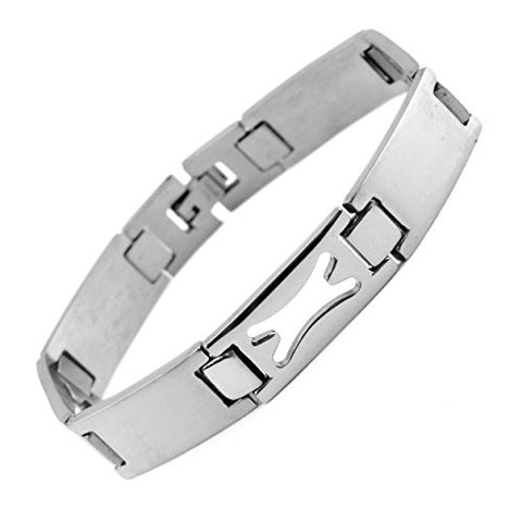 NYfashion101 Fashionable Rectangular Silver-Tone Stainless Steel Bracelet 4020