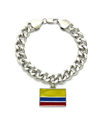 Columbia Flag Pendant Link Bracelet