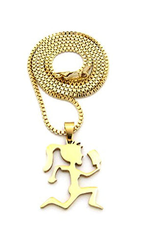 Polished Hatchetgirl Mini Pendant w/ 2mm 24" Box Chain Necklace in Gold-Tone