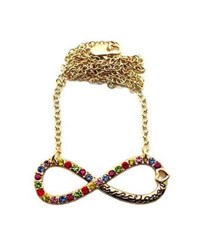 Directioner&reg; Rhinestone Infinity Fan Necklace with 18"Link Chain - Multi/Gold-Tone XC254GML
