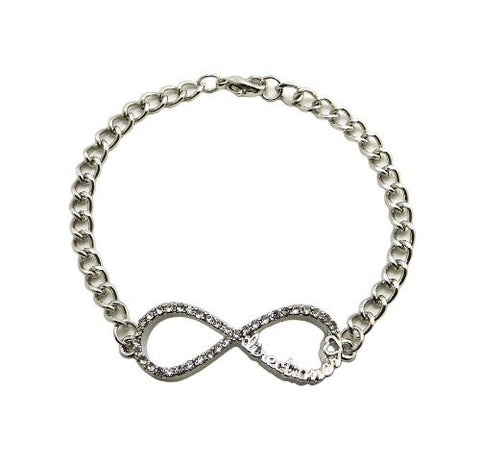 Directioner&reg; Rhinestone Heart Infinity Loop Link Bracelet in Silver-Tone