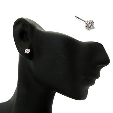 Round Cut Clear Cubic Zirconia Stud Earrings