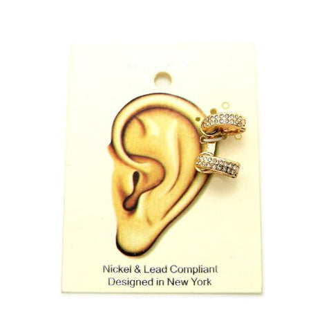Pave 2 Ring Magnetic Ear Cuff in Gold-Tone