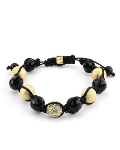 Gold Pearl and Crystal Bead w/ Rhinestone Ball Shamballa Bracelet MHB26