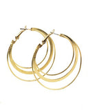 High Quality Hypo-Allergenic Gold Tone 3 Ring Flat Hoop Earrings MADE IN USA
