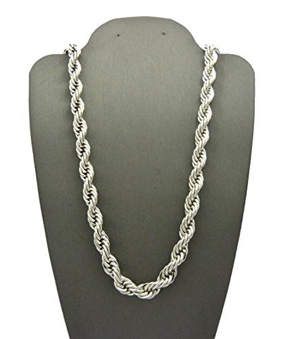 Unisex Hip Hop/Rap Style 8mm 30" Rope Chain Necklace in Silver-Tone