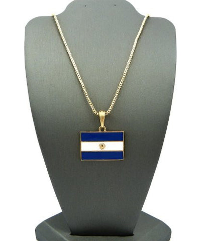 Argentina Flag Pendant Chain Necklace