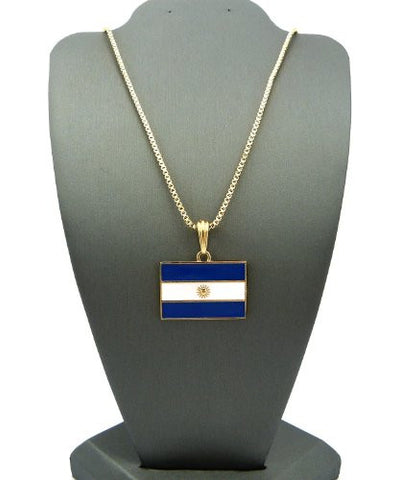 Argentina Flag Pendant Chain Necklace