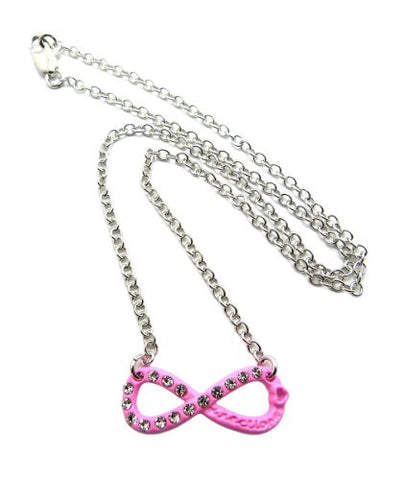 Directioner&reg; Mini Pink Rhinestone Infinity Necklace - Silver-Tone XC292R