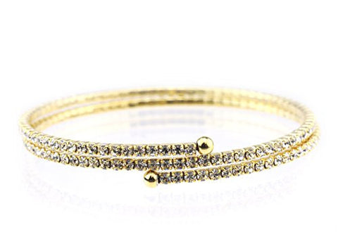 2 Row Clear Swarovski Elements Flex Wrap Bracelet