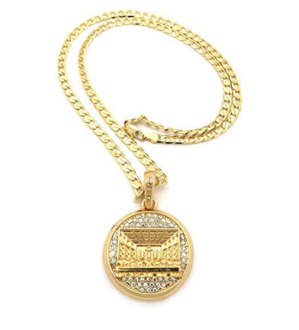 Jesus' The Last Supper Medal Pendant 5mm 24" Diamond-Cut Cuban Link Chain Necklace in Gold-Tone