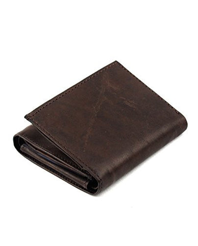 NYfashion101 Genuine Cowhide Leather 9 Card Slot Dual ID WindowTrifold Wallet