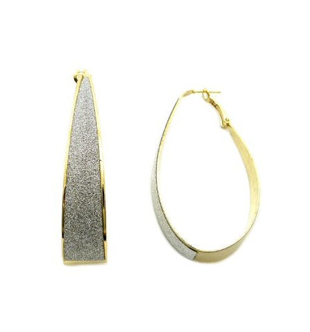 Shimmer Elliptical Hoop Earrings in Silver/Gold-Tone