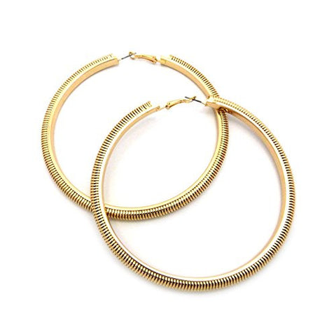 Snake Chain Look 3.75" Hoop Earrings in Gold-Tone