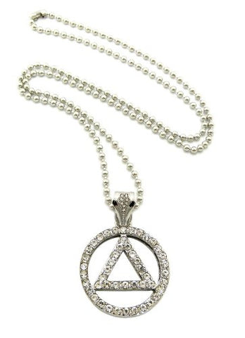 Iced Out Silver Tone Rapper Rapper Pendant Necklace 3mm 27" Ball Chain XZ94RBC