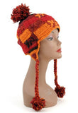 NYfashion101 Nepal Wool Fleeced Hand Knit Ski Trooper Hat w/Bon Bon