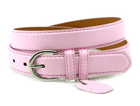 Nyfashion101 Women's Basic Leather Dressy Belt w/ Round Buckle H001 (S, Light Pink)