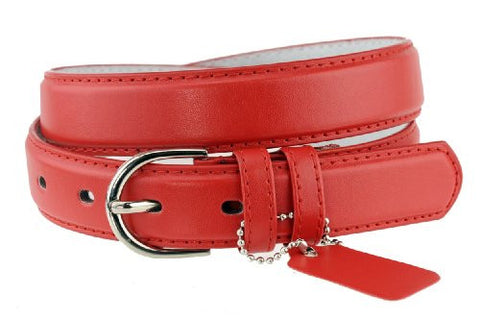 Nyfashion101 Women's Basic Leather Dressy Belt w/ Round Buckle H001-Red-M
