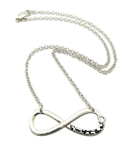 Swiftie Silver/Black Tone 3mm 18" Link Chain Infinity Necklace XC428RBK