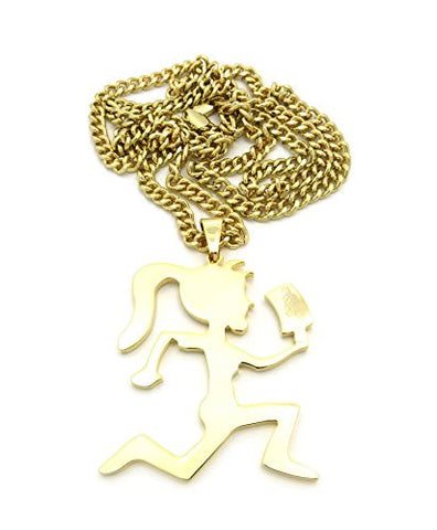 Hatchet Girl (TM) Pendant with 36" Cuban Link Chain Necklace in Polished Gold-Tone RC429
