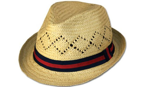 Straw Fedora Hat with Stripe Band F1441 Natural