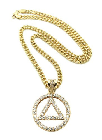 Iced Out Gold Tone Rapper Pendant Necklace 5mm 24" Cuban Link Chain XZ94GCC