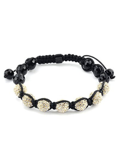 Gold Encrusted Beads w/ Faux Glass Bead Tails Shamballa Bracelet