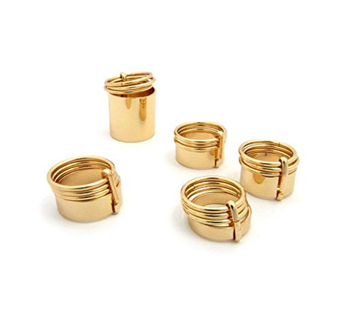 Thick 5 Piece Coil Look Fashion Ring Set in Gold-Tone