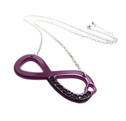 Directioner (TM) Silver/Purple Tone Infinity Fan Necklace XC330R-PR