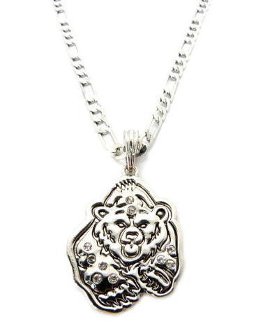 Running Polar Bear Pendant w/ 5mm 24" Figaro Chain in Silver Tone MSP298R