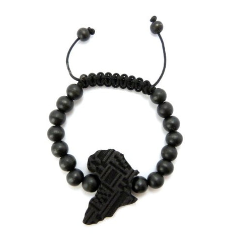 African Tribal Pattern Africa Wood Pendant & Bead Bracelet