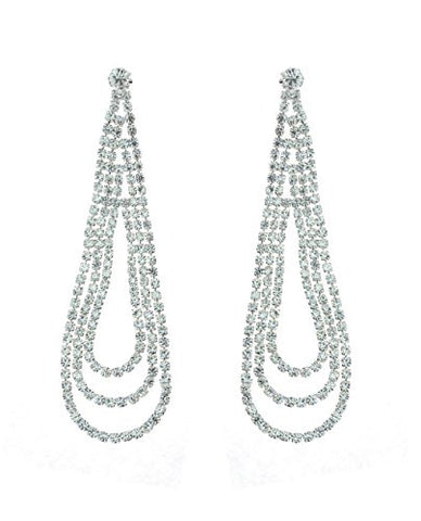 3 Pave Loop Strand Drop Earrings