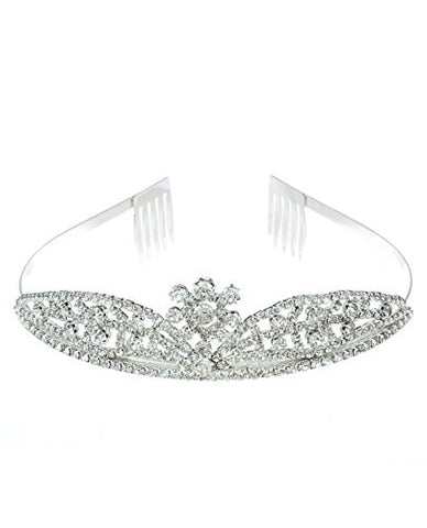 NYfashion101 Rhinestone Studded Center Floral Crown Tiara NHTY3313SCLY
