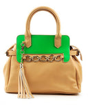 NYfashion101 (TM) Colorblock Satchel Bag Chain Accent Handbag CBN203