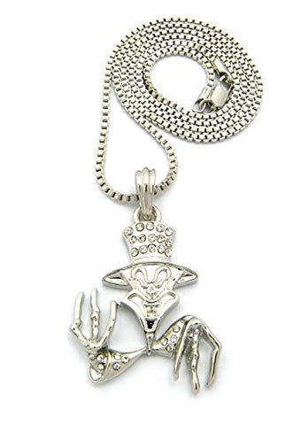 The Ringmaster Clown Hip Hop Pendant with 24" Box Chain Necklace - Silver-Tone XSP239RBX