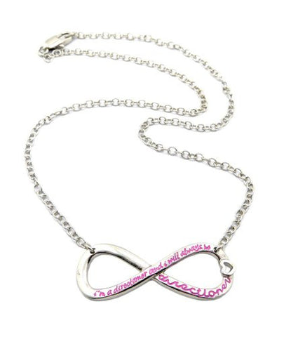 Directioner&reg; Fans Commitment Infinity Necklace - Pink Inscription/Silver-Tone XC340RPK
