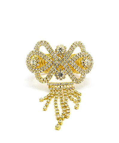 Butterfly Pattern Rhinestone Pave Arm Band, Ankle Cuff, Bracelet Fashion Jewelry in Gold-Tone