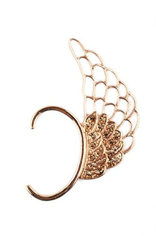 Rhinestone Stud Angel Wing Fashion Ear Cuff in Rose Gold-Tone