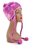 NYfashion101 Nepal Wool Fleeced Hand Knit Ski Trooper Hat w/Bon Bon