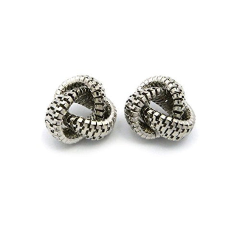 Chain Look Love Knot Earrings in Silver-Tone