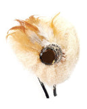 NYfashion101 Unique Feather Headband Fascinator w/ Large Cubic Accent