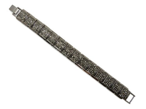 Square Rhinestone Block Chain Bracelet with Metal Clasp