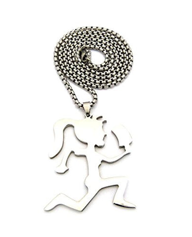 Hatchetgirl Pendant 3mm 30" Stainless Steel Round Box Chain Necklace in Silver-Tone