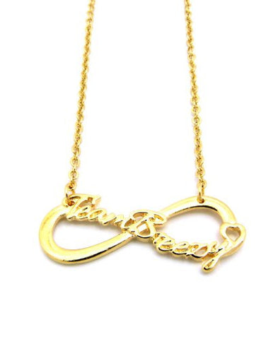 Team Mindless Inscribed Infinity Loop 2mm 18" Link Chain Necklace in Gold-Tone