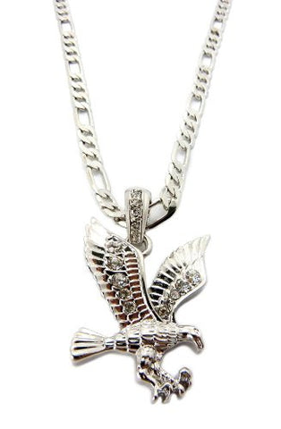 Eagle Pendant w/ 5mm 24" Figaro Chain in Silver Tone MSP218R